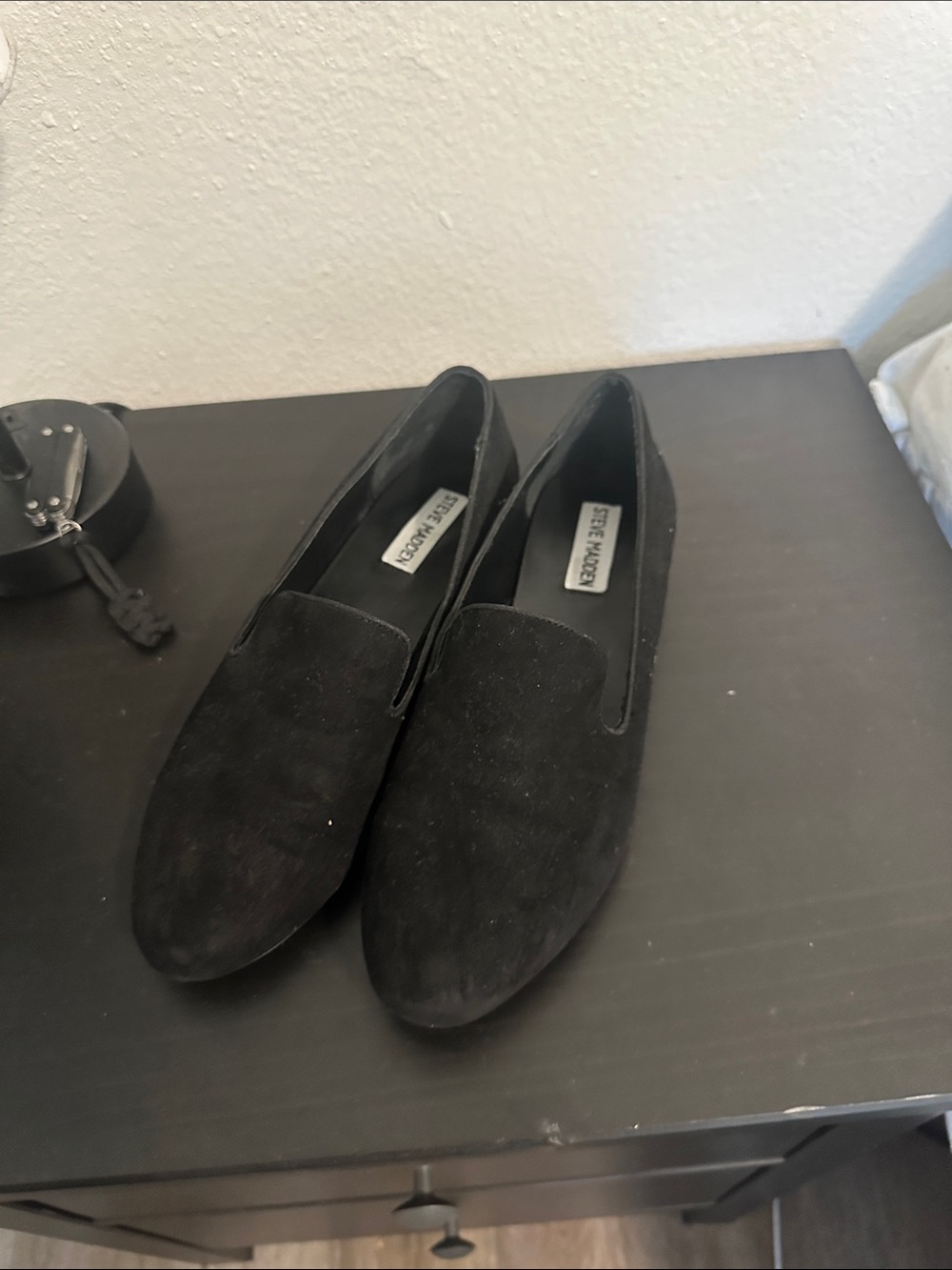 Steve Madden Black Suede Slip-On Loafers